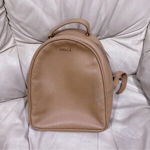 Furla Tan Dome Leather Backpack with Gold Accents